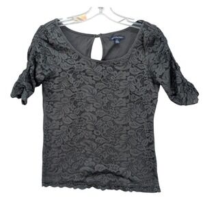 American‎ Eagle Outfitters Women's Top Size S/P Black Lace 3/4 Sleeve Whimsigoth